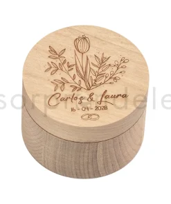 Caja Madera Porta Alianzas Flor