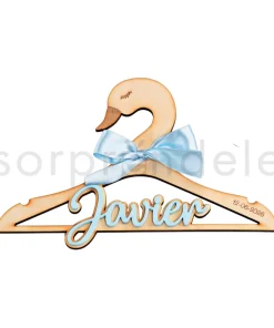 Percha Bebé Cisne Madera Personalizada