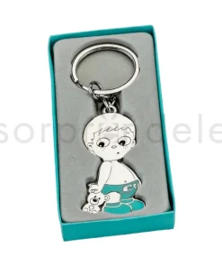 Llavero Bebé Peluche Celeste con Caja