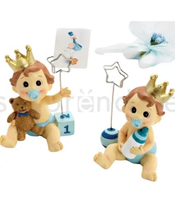 Sujeta-Tarjetas Bebé Niño Corona Celeste