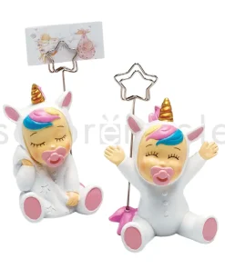 Sujeta-Tarjetas Bebé Unicornio Rosa