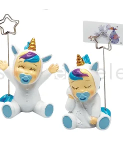 Sujeta-Tarjetas Bebé Unicornio Celeste