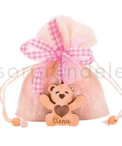 Bolsita Colgante osito lazo rosa
