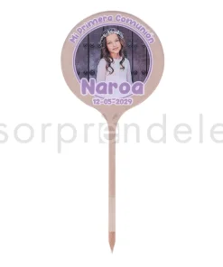 Cake Topper Metacrilato Comunión Rosa