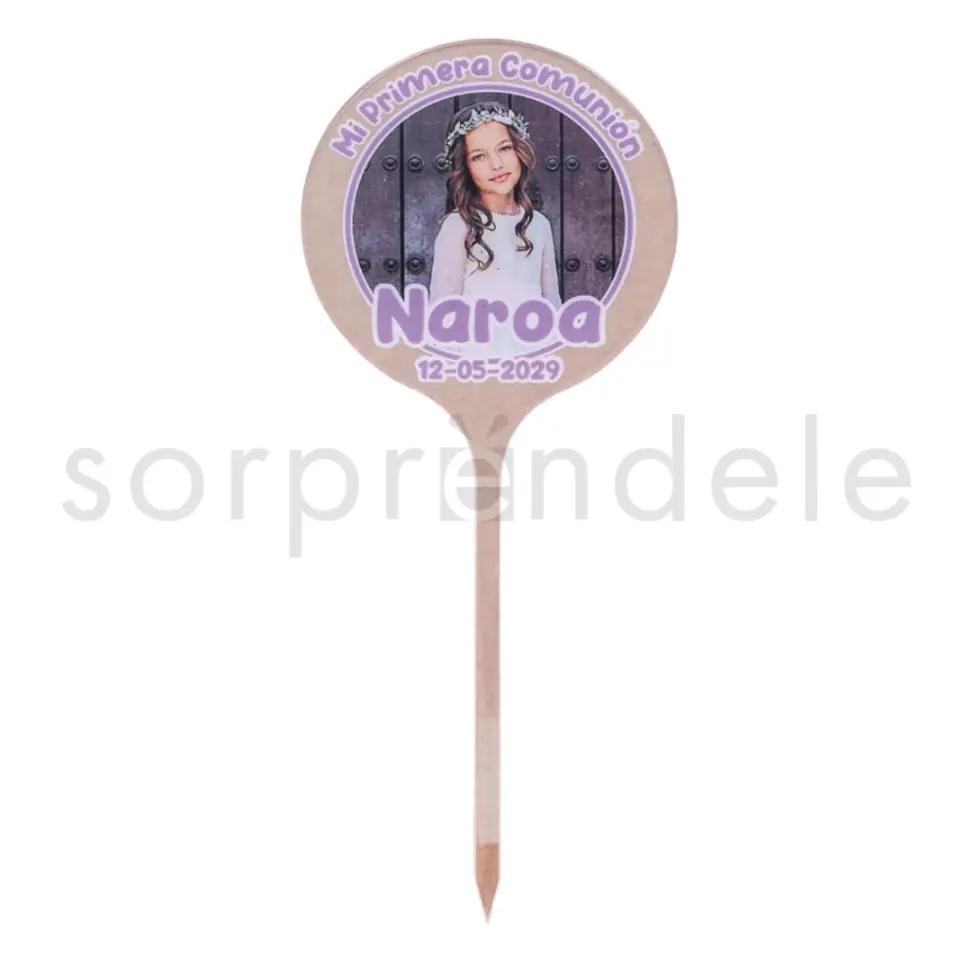 Cake Topper Metacrilato Comunión Rosa