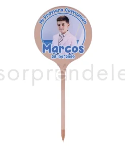 Cake Topper Metacrilato Comunión Azul