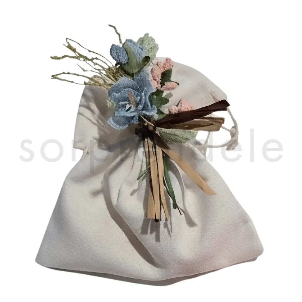 Bolsita Flores Azul y Rosa con 2 Jabones