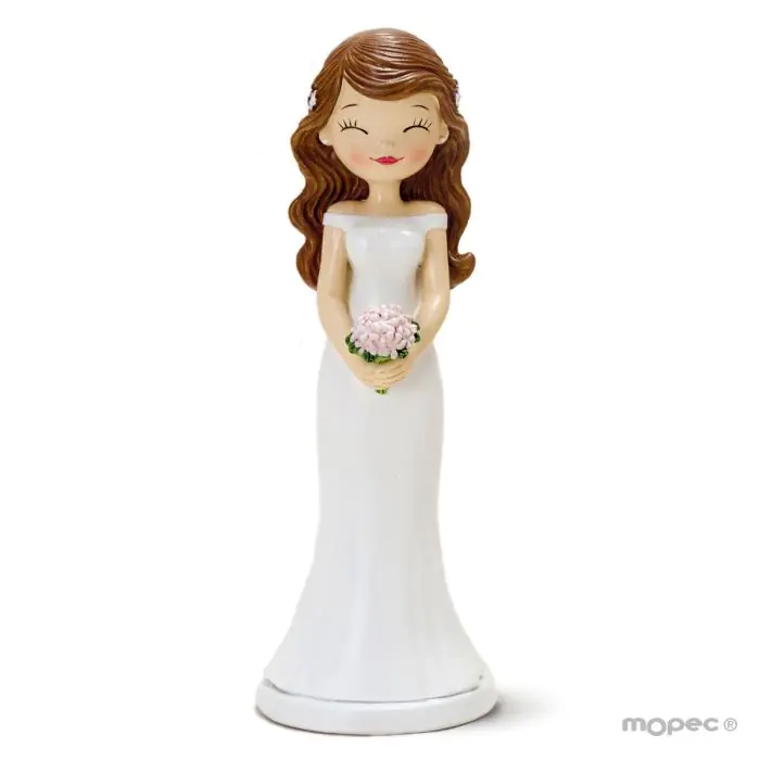 Figura de poliresina para pastel novia Pop y Fun con ojitos cerrados