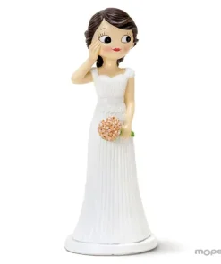 Figura para pastel novia Pop y Fun con mano en la mejilla