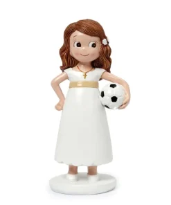 Figura pastel Comunión niña con pelota fútbol