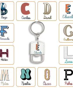 Llavero polipiel abridor personalizado con Inicial