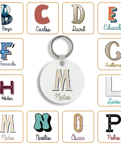 Llavero Metal Redondo personalizado con Inicial
