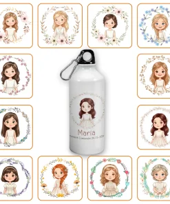Botella de Aluminio Personalizada 600 ml Niña Comunión