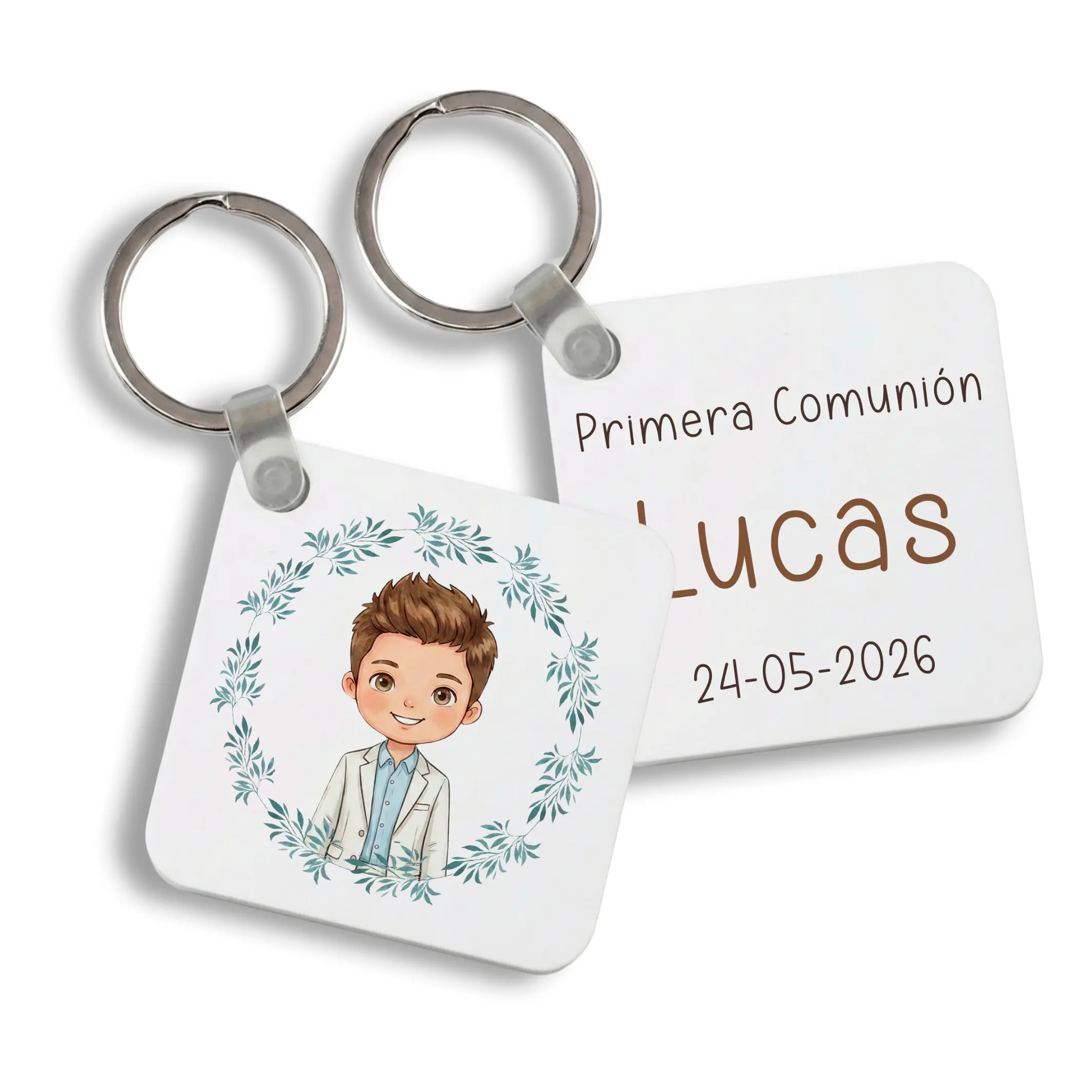 Llavero Metal Cuadrado Personalizado Niño Comunión - Imagen 2