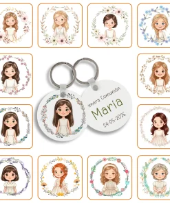 Llavero Metal Redondo personalizado Niña Comunión