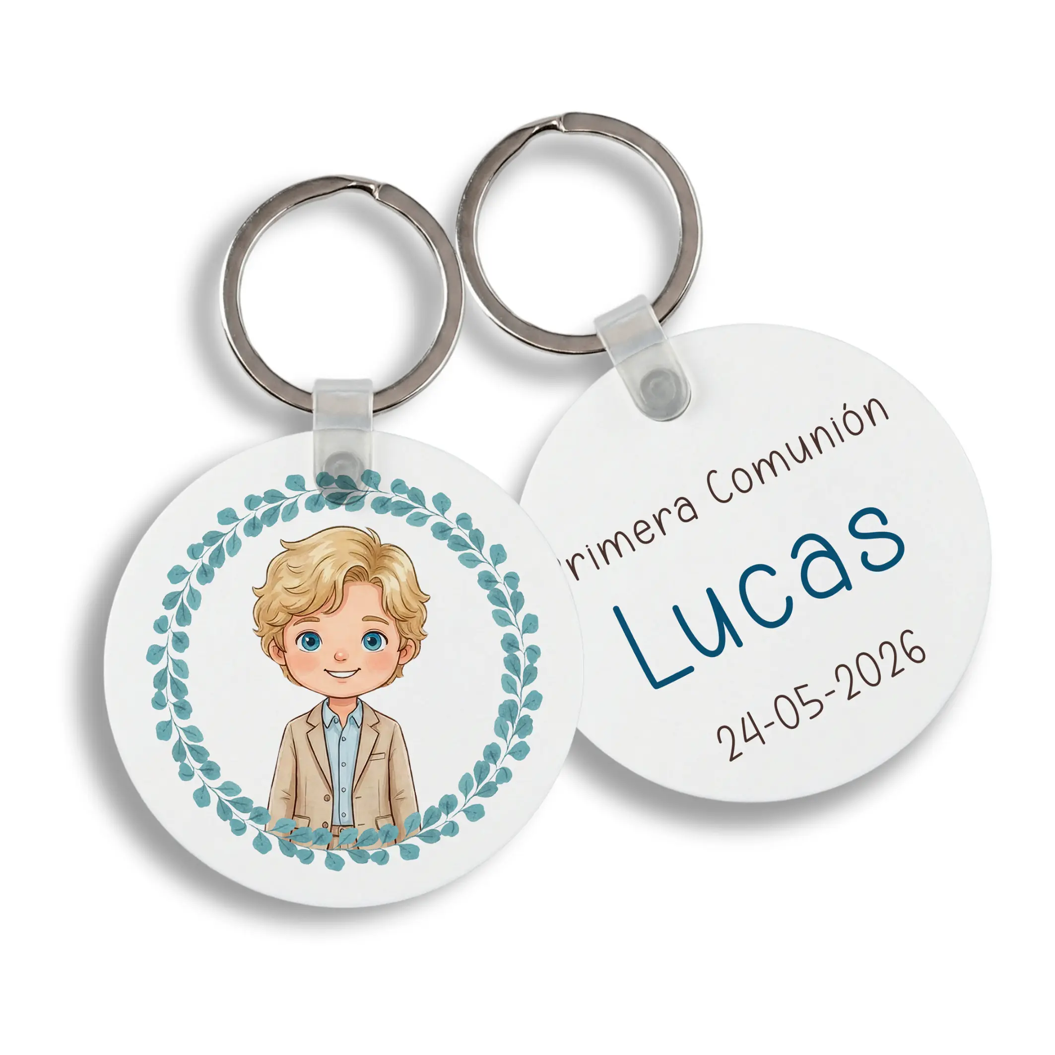 Llavero Metal Redondo Personalizado Niño Comunión - Imagen 2