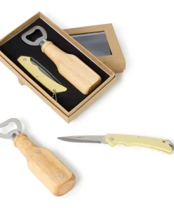 Set Abridor Con Imán Madera Y Navaja Clara