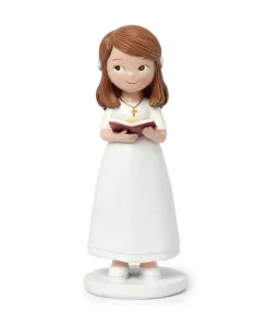 Figura pastel Comunión niña vestido blanco y biblia